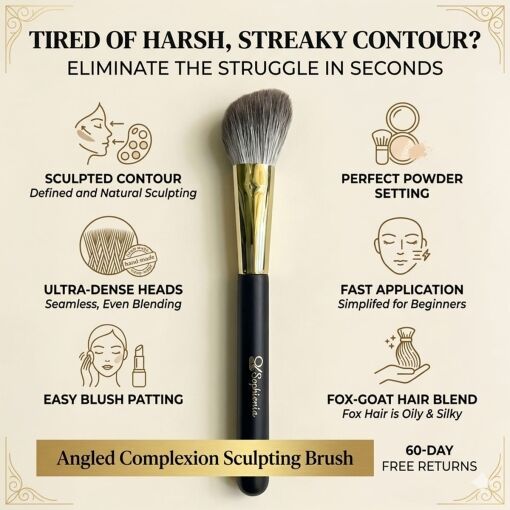 Contour brush with snow fox hair mixed with goat hair