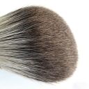 Dense natural badger hair shaving brush bristles with soft tapered tips in brown and cream tones